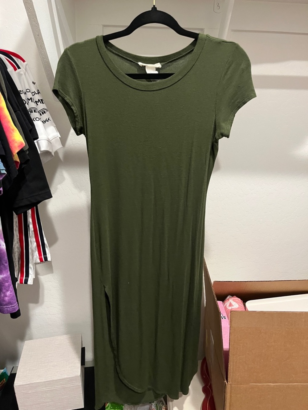 Poetry Olive Green Short-Sleeve Maxi Dress